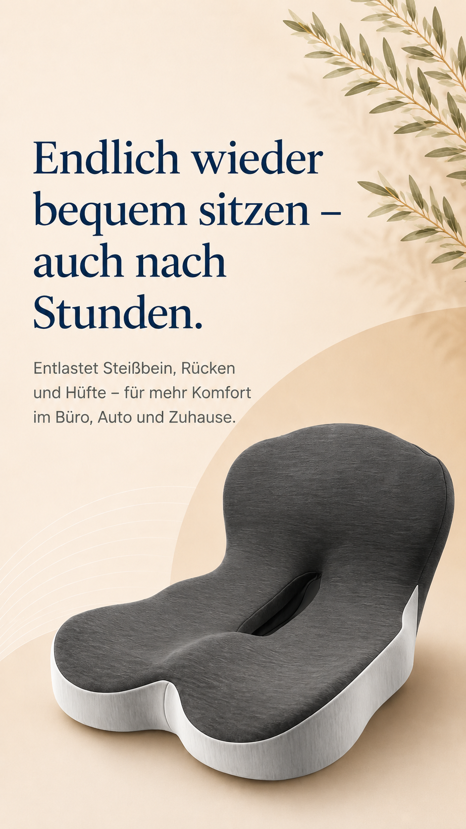 Das ergonomische Thermira Sitzkissen – entlastet Steißbein, Rücken und Hüfte