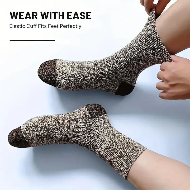 5 Pairs Merino Wool Socks for Men, Super Thick Hiking Socks Thermal Socks for Cold Weather