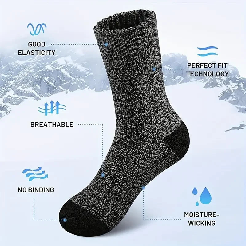 5 Pairs Merino Wool Socks for Men, Super Thick Hiking Socks Thermal Socks for Cold Weather